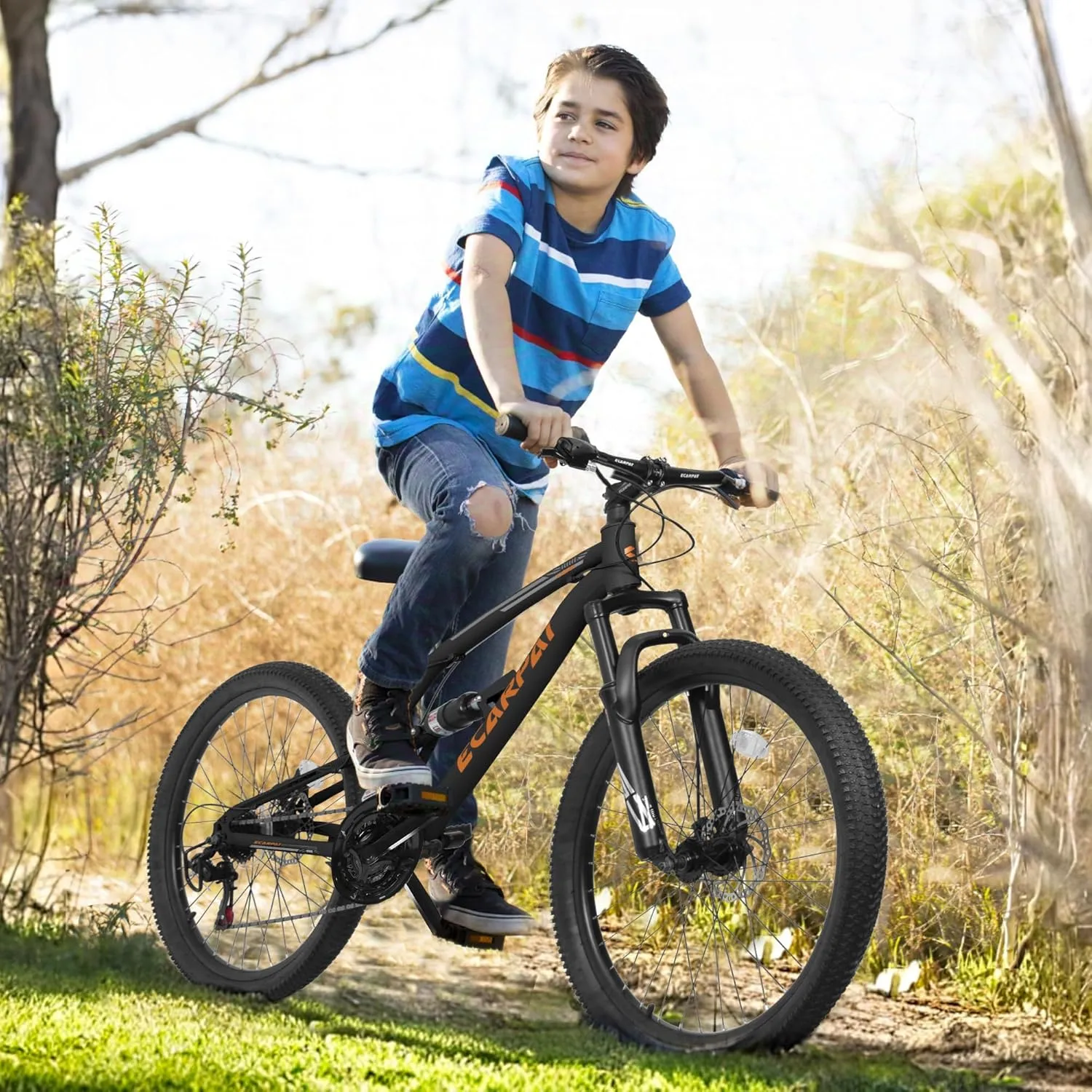 24/26/27.5 Inch Mountain Bike, Dual Full Suspension 21 Speed Womens Mens Mountain Bikes, Commuter Bike with Carbon Steel Frame and Dual Disc Brakes