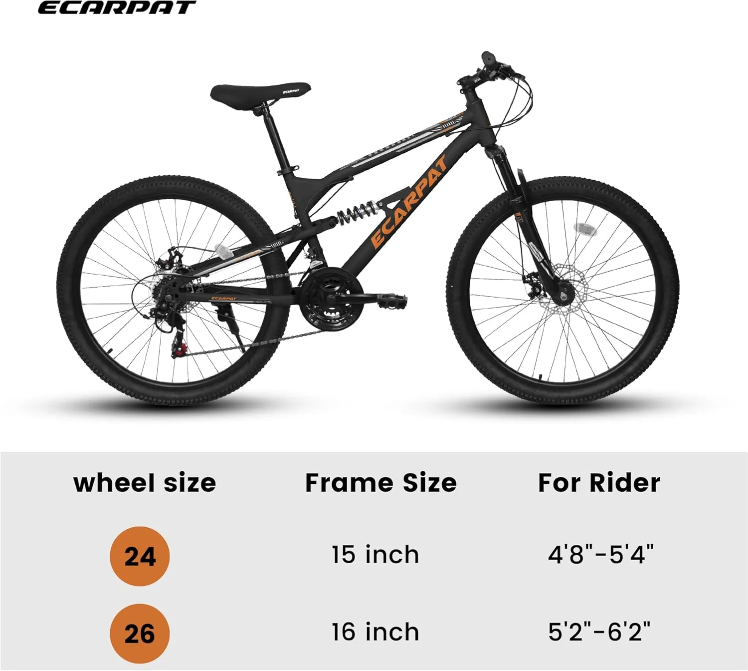 24/26/27.5 Inch Mountain Bike, Dual Full Suspension 21 Speed Womens Mens Mountain Bikes, Commuter Bike with Carbon Steel Frame and Dual Disc Brakes