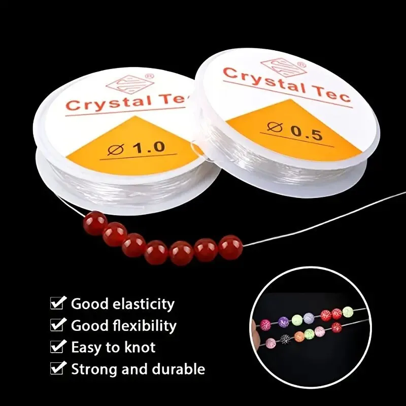 2pcs Transparent Elastic Cords | 2 Roll Elastic Crystal String Bead Cords