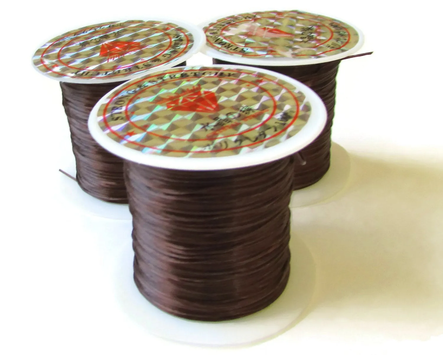 3 Rolls Thread Brown Elastic Cord 0.8mm Brown Elastic Thread 10 Meters per roll