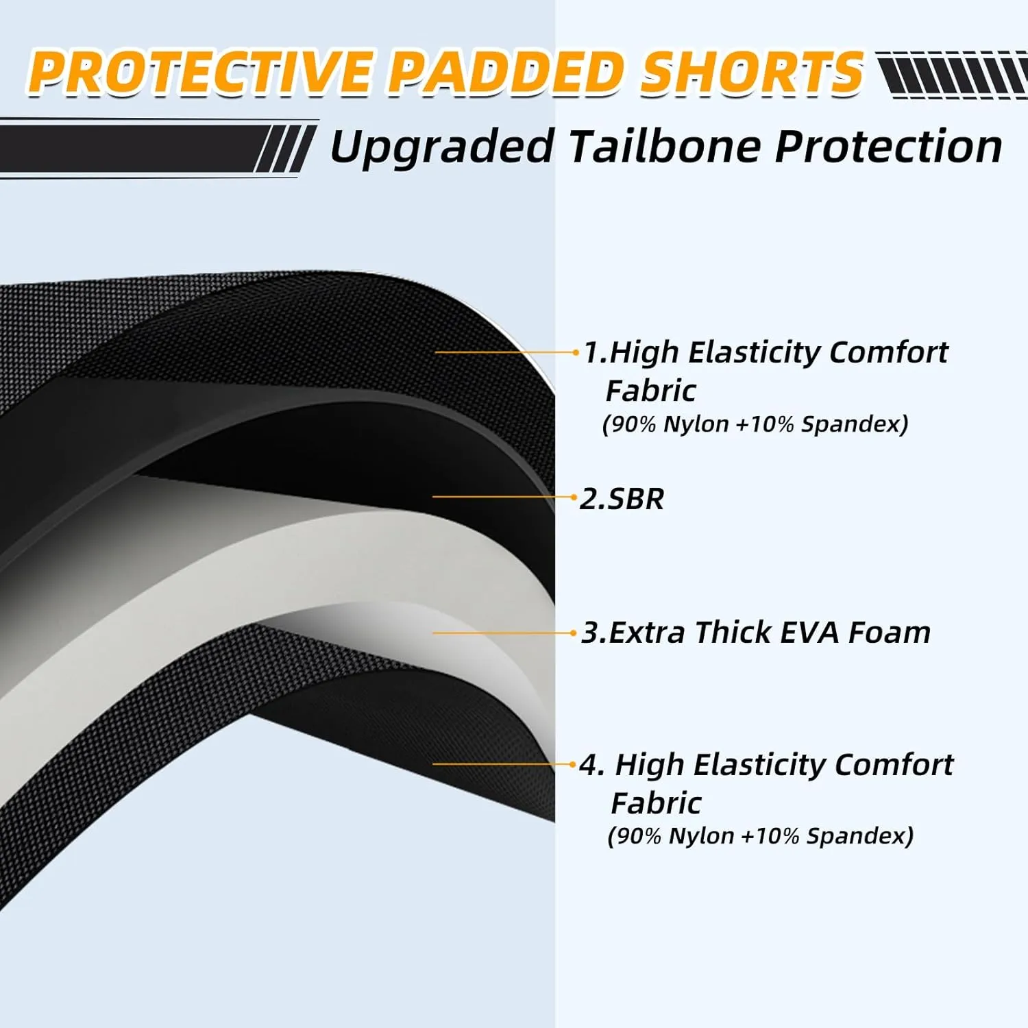 3D Hip Protective Padded Shorts EVA Tailbone Pad Impact Gear for Skiing Skating Snowboarding Skateboarding