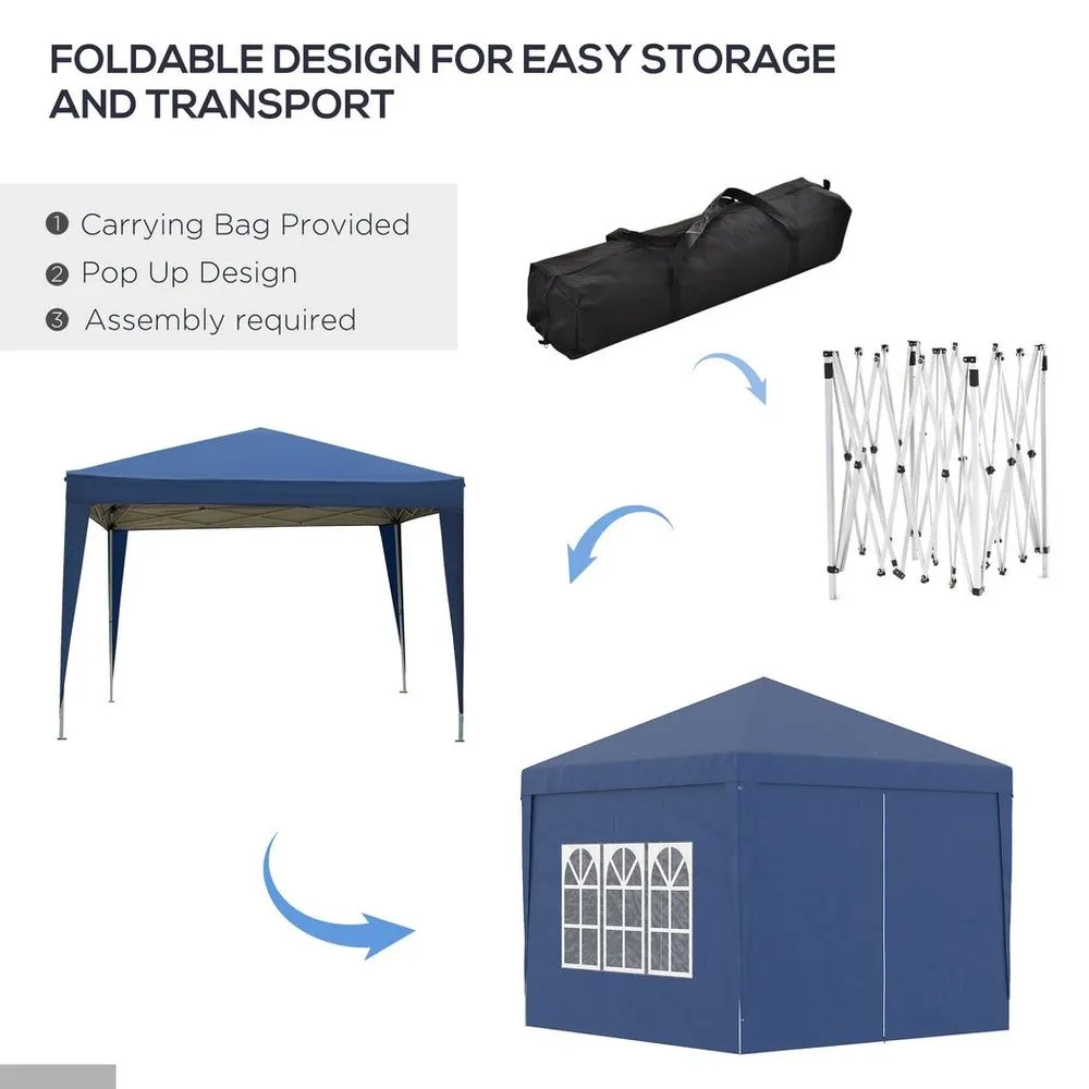 3mx3m Pop Up Gazebo Party Tent Canopy Marquee with Storage Bag Blue