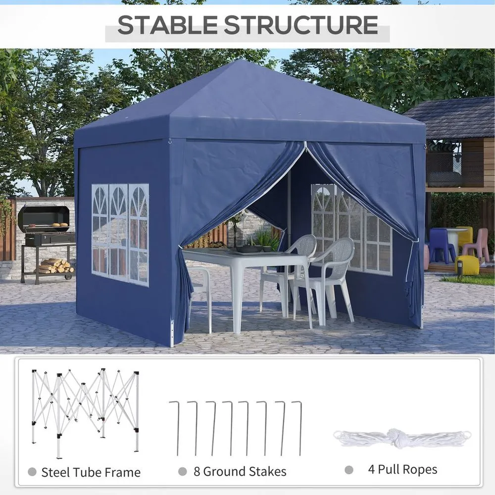 3mx3m Pop Up Gazebo Party Tent Canopy Marquee with Storage Bag Blue