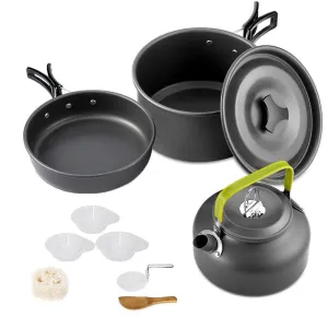 Camping Cookware Set Aluminum Nonstick Portable Outdoor Pots Set Outdoor Tableware
