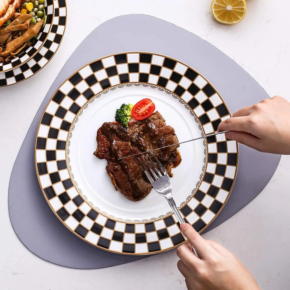 Checker Pattern 20-pieceDinnerware Set for 4, Bone China
