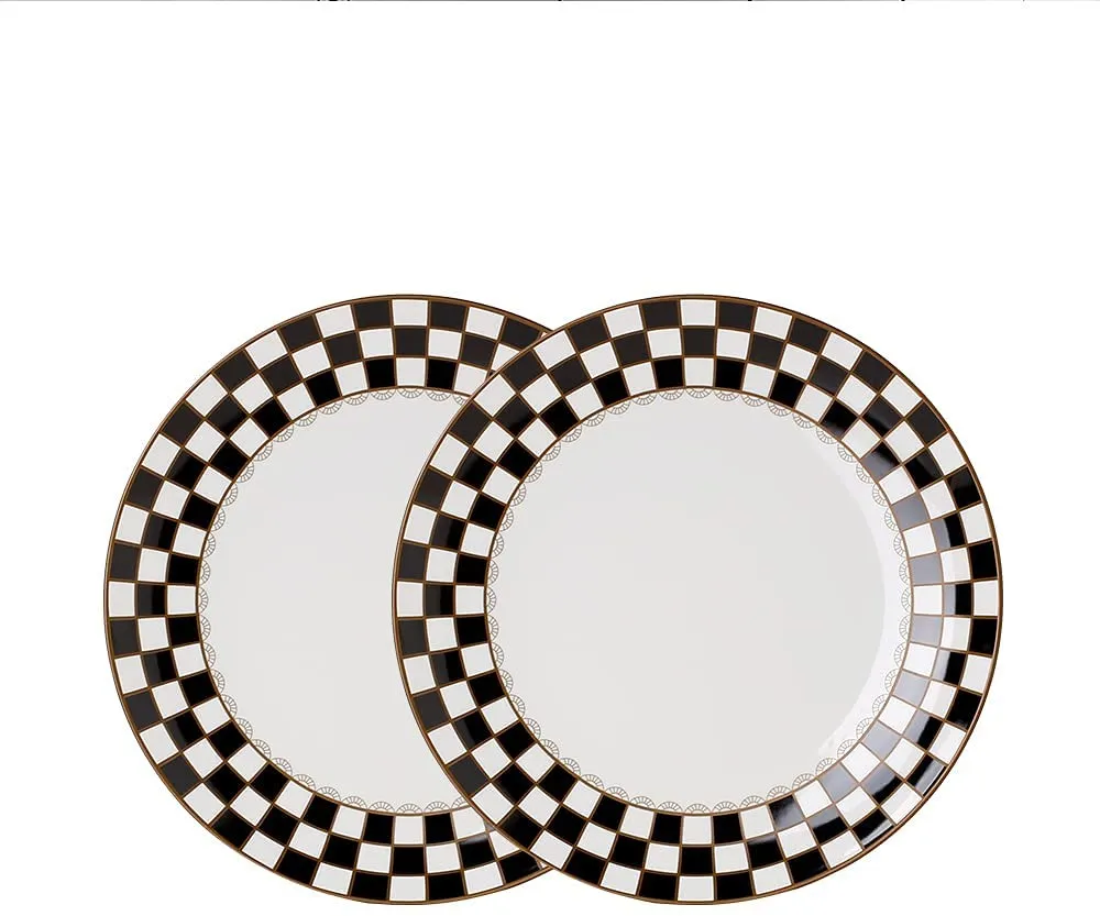 Checker Pattern 20-pieceDinnerware Set for 4, Bone China