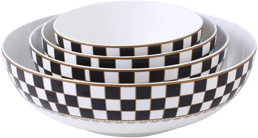 Checker Pattern 20-pieceDinnerware Set for 4, Bone China