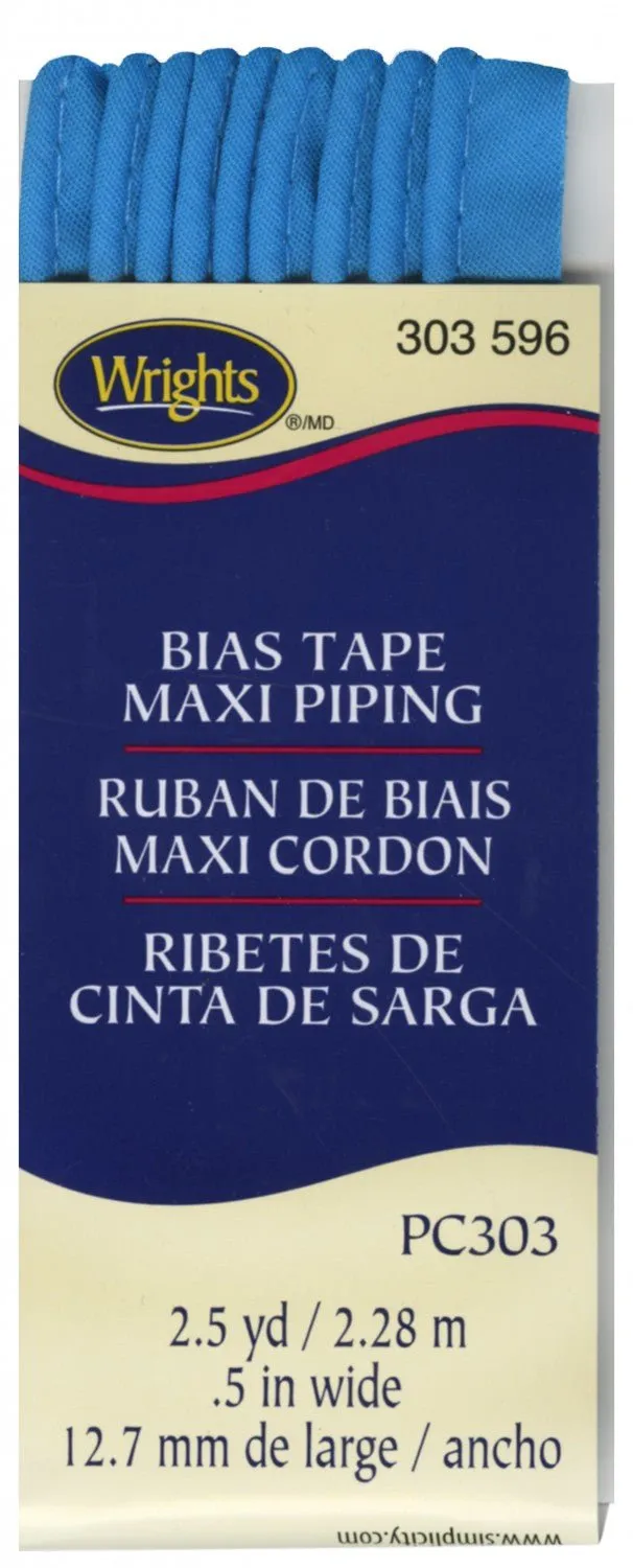 Corded Piping from Bias Tape - 23 COLOURS (1/2" wide)