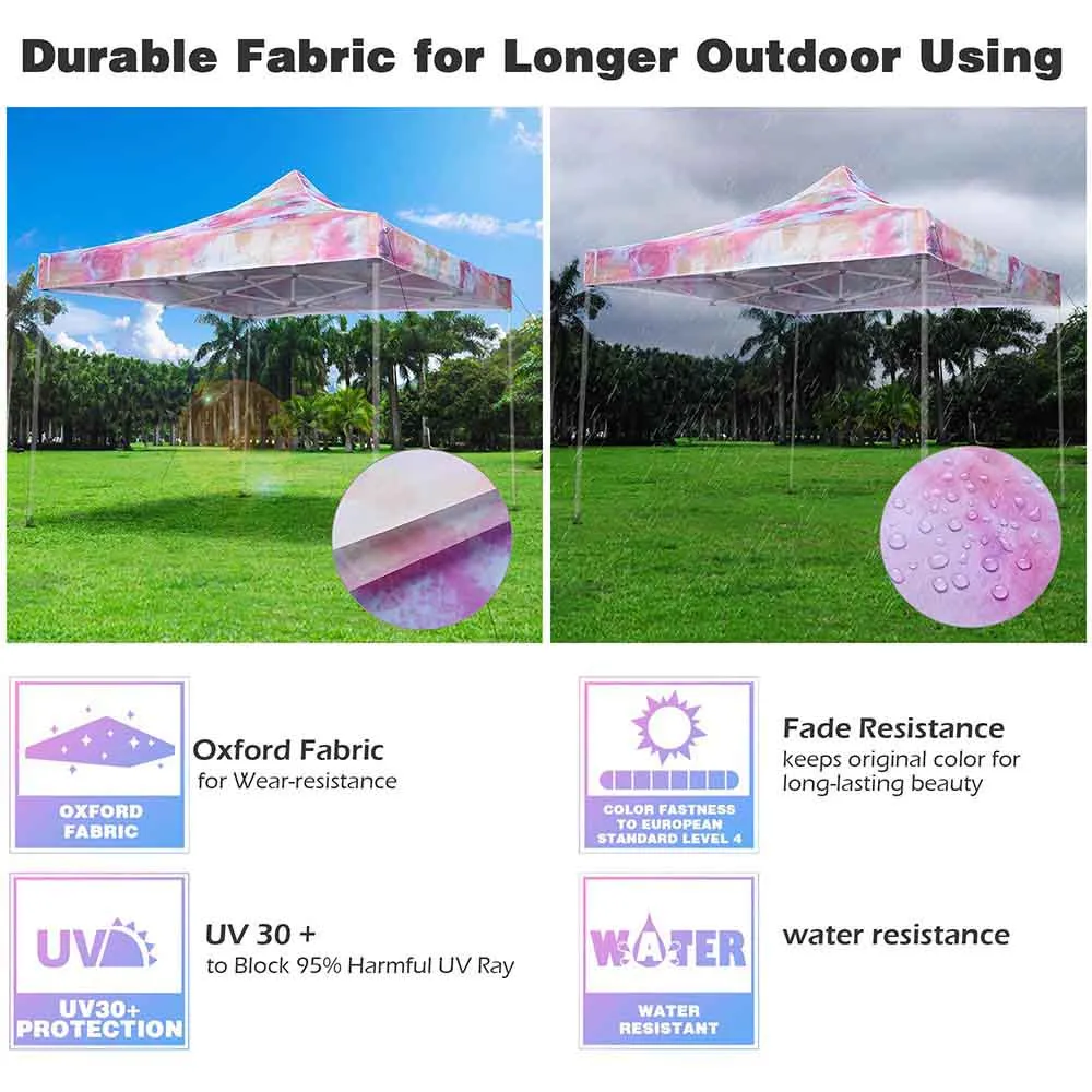 DIY 10x10 Canopy Replacement Cover Tie-dyed Pink (9'7"x9'7")
