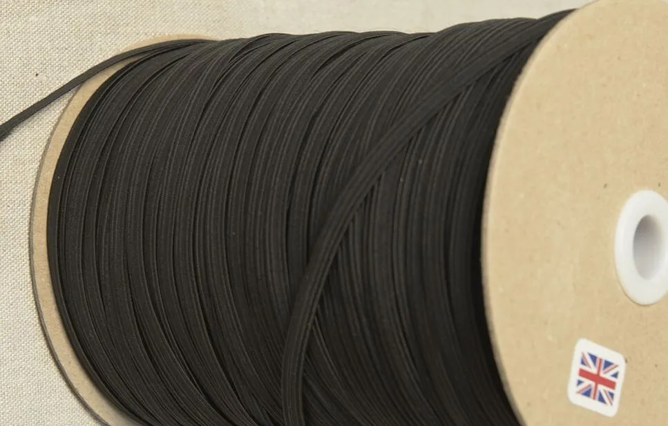 Haberdashery Elastic Corded Elastic 6mm Black Corded Elastic