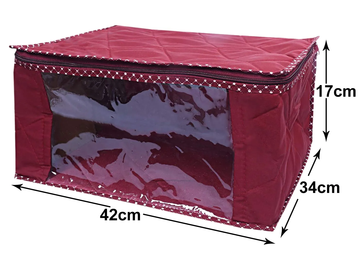 Heart Home Parachute Wardrobe Organizer/Cover/Storage Bag For Store Saree, Lehenga, Suit, Dress, Clothes With Transparent Window (Maroon)