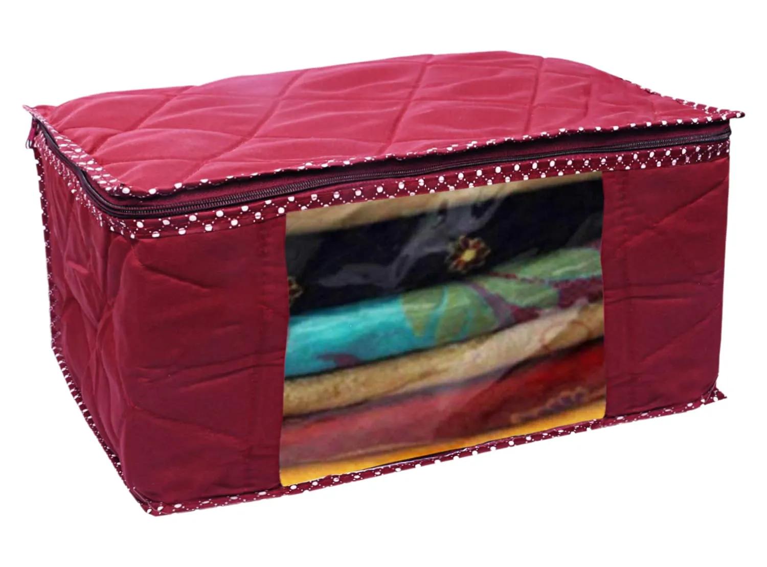 Heart Home Parachute Wardrobe Organizer/Cover/Storage Bag For Store Saree, Lehenga, Suit, Dress, Clothes With Transparent Window (Maroon)