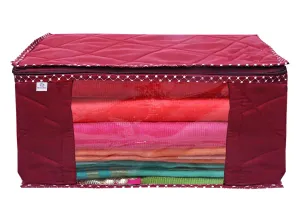 Heart Home Parachute Wardrobe Organizer/Cover/Storage Bag For Store Saree, Lehenga, Suit, Dress, Clothes With Transparent Window (Maroon)