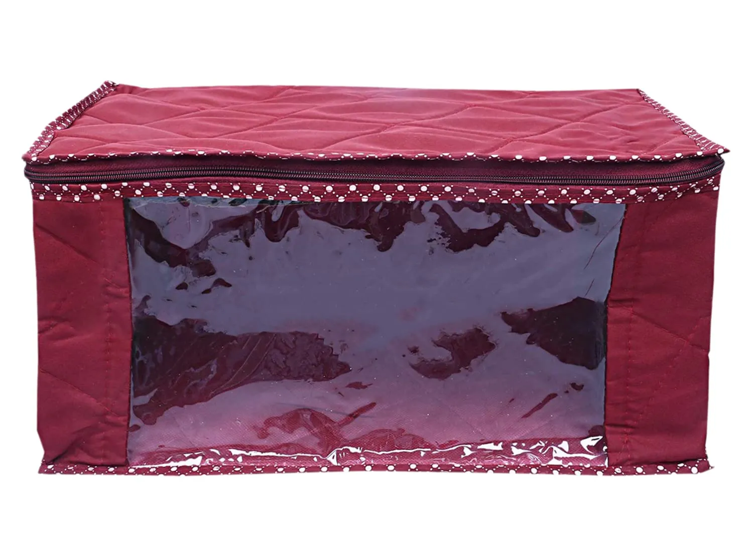 Heart Home Parachute Wardrobe Organizer/Cover/Storage Bag For Store Saree, Lehenga, Suit, Dress, Clothes With Transparent Window (Maroon)