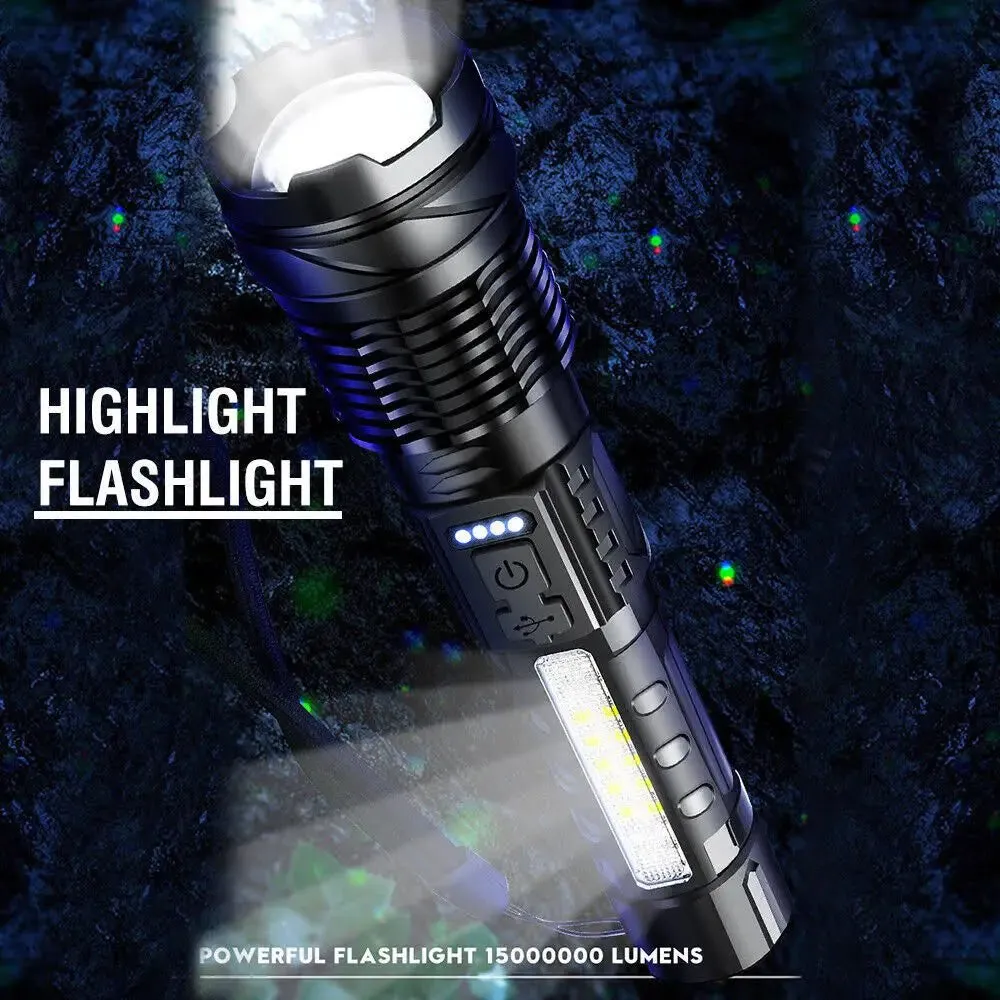 High Strong Power Led Flashlights with 30W Lamp Beads Portable Torch Camping Fishing Lantern USB Rechargeable Zoom Lamp