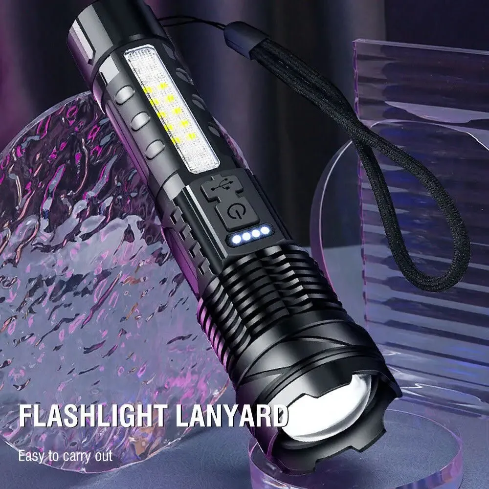 High Strong Power Led Flashlights with 30W Lamp Beads Portable Torch Camping Fishing Lantern USB Rechargeable Zoom Lamp