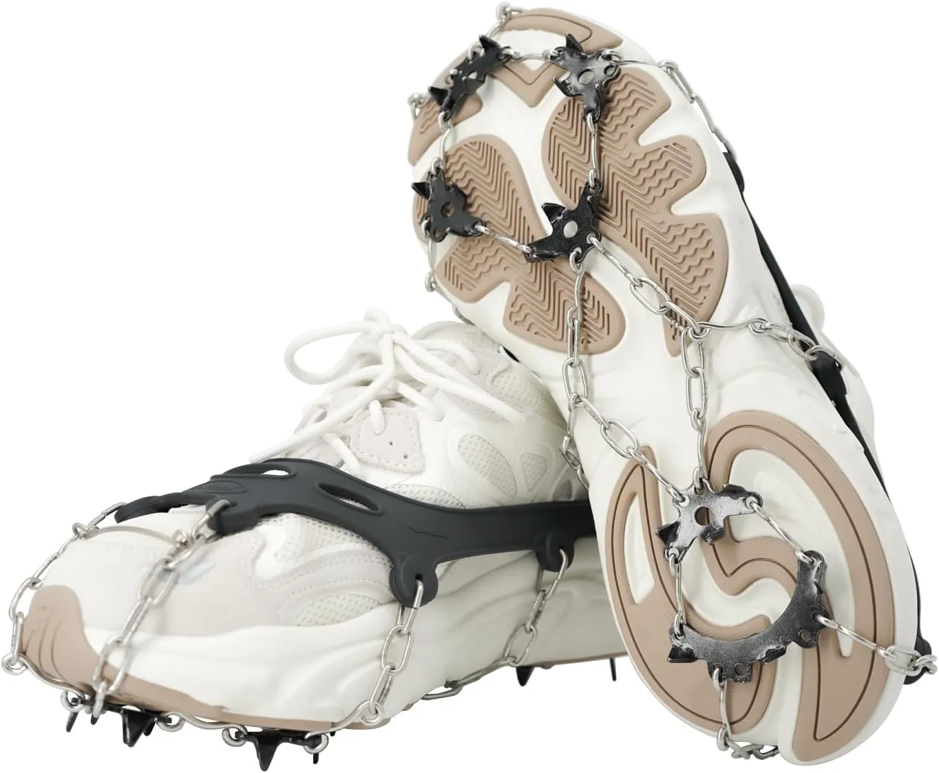 ICE Cleats for Boots  Chain CRAMPONS with Anti-Slip 12 Stainless Steel Spikes for Walking, Hiking, Climbing, Mountaineering, and Snow Adventures