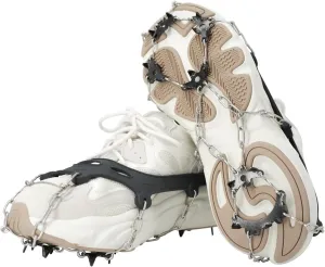 ICE Cleats for Boots  Chain CRAMPONS with Anti-Slip 12 Stainless Steel Spikes for Walking, Hiking, Climbing, Mountaineering, and Snow Adventures