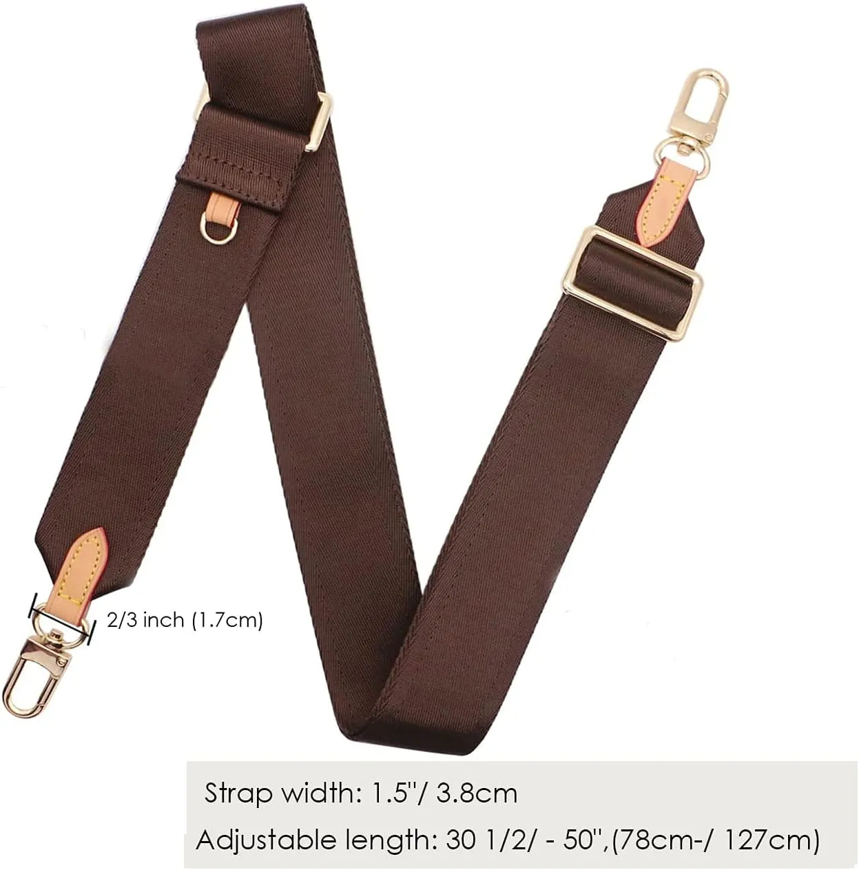 Multi Pochette Accessories Replacement Adjustable Crossbody Wide Cavas Strap for Shoulder Bags Multi Purpose Strap (Brown)