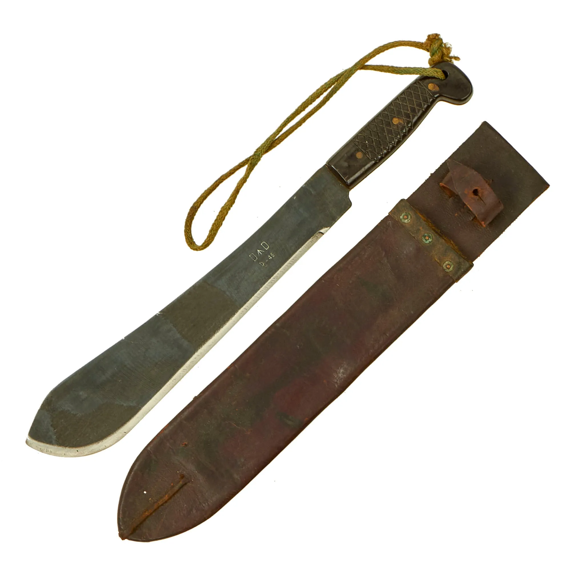 Original Scarce WWII Australian 15” Machete with Plastic Handle and Original Sheath - In Excellent Condition - Dated 1945
