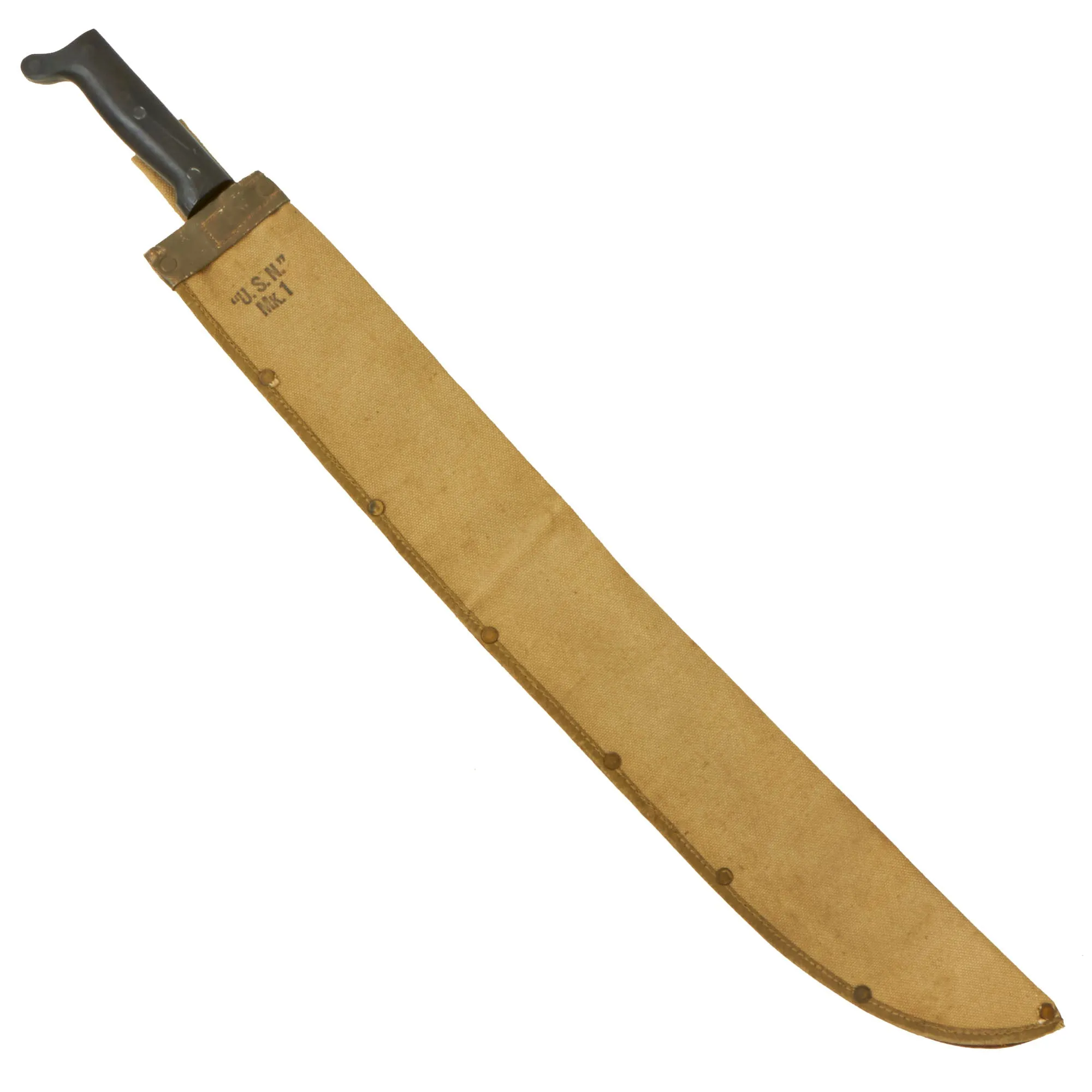Original U.S. WWII US Navy Mk I Legitimus Collins & Co Machete Dated 1944 With Correct USN Marked Scabbard