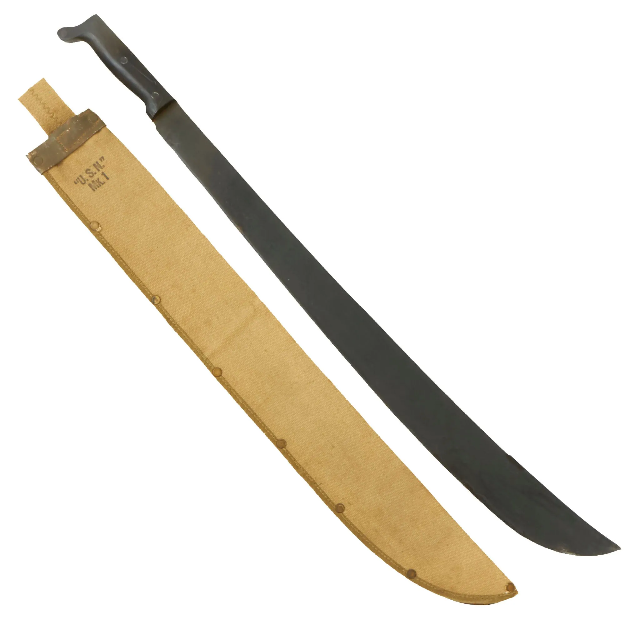 Original U.S. WWII US Navy Mk I Legitimus Collins & Co Machete Dated 1944 With Correct USN Marked Scabbard