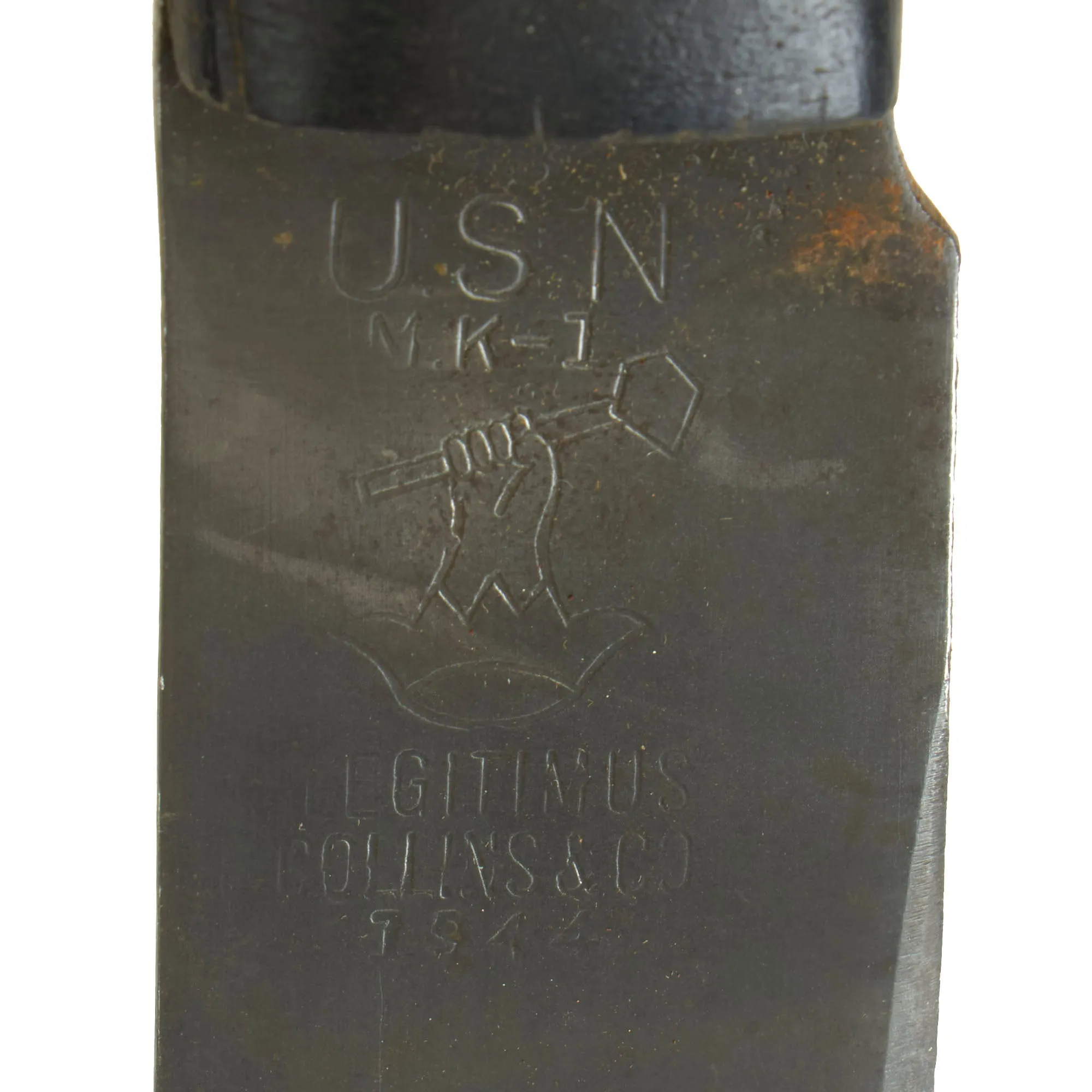 Original U.S. WWII US Navy Mk I Legitimus Collins & Co Machete Dated 1944 With Correct USN Marked Scabbard