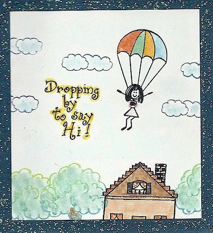 Parachute Gal Rubber Stamp 2359E