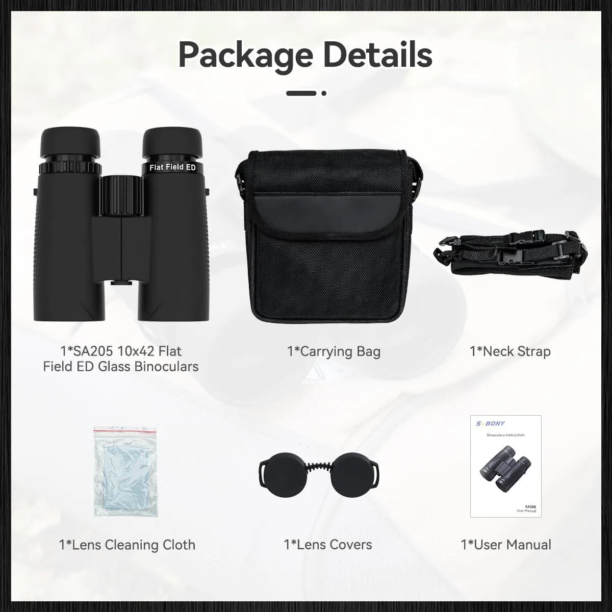 SVBONY 10x42 ED Flat-field Binoculars (F9389B)