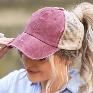Women's Criss Cross Ponytail Mesh Hat