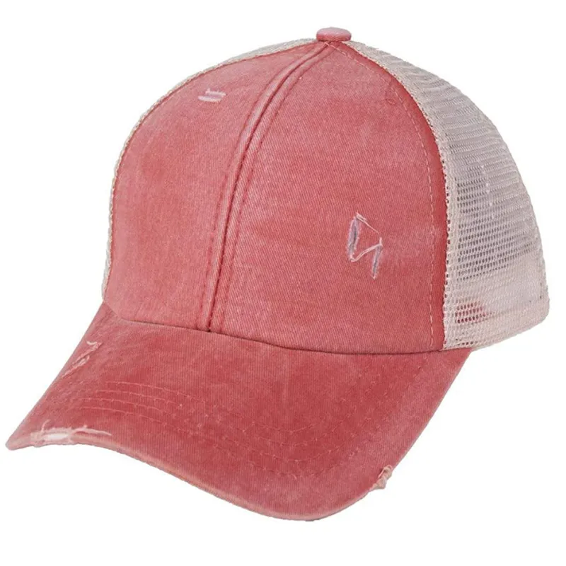 Women's Criss Cross Ponytail Mesh Hat
